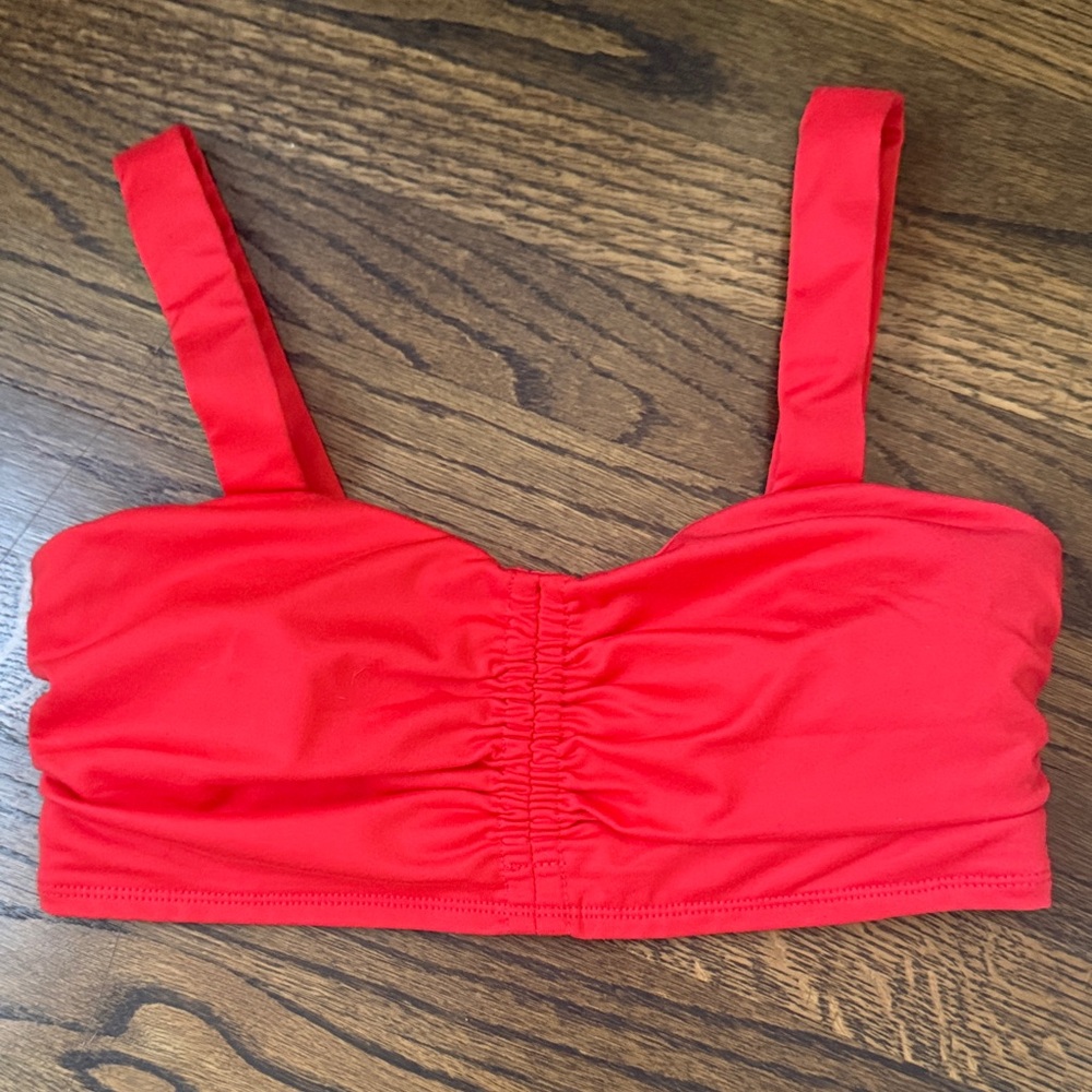 Red Ruched sports bra